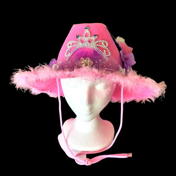Handcrafted Y2K Barbiecore Pink Glamorous Fluffy Feather Embellished Hat NEW main image 5